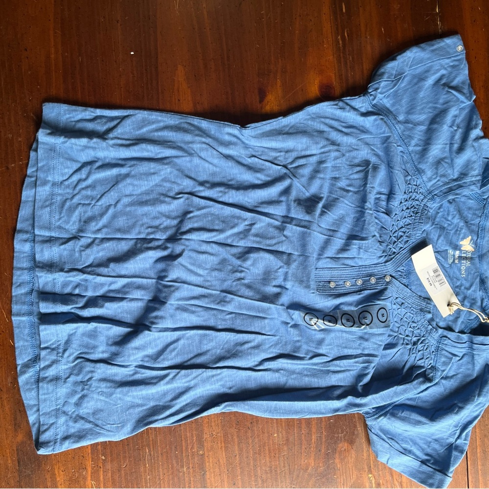 Natural Reflections Blue Buttoned Top